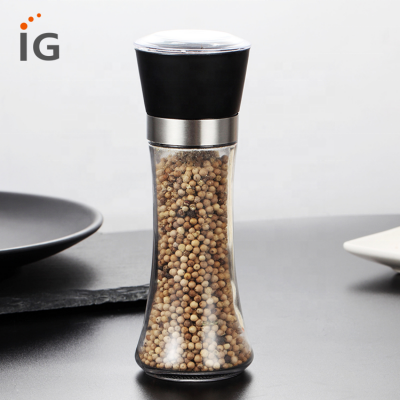 Stainless Steel Salt and Pepper Grinder Spice Mill with Glass Body