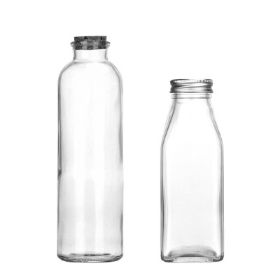 Clear Glass Juice Bottles with Metal Lug Cap